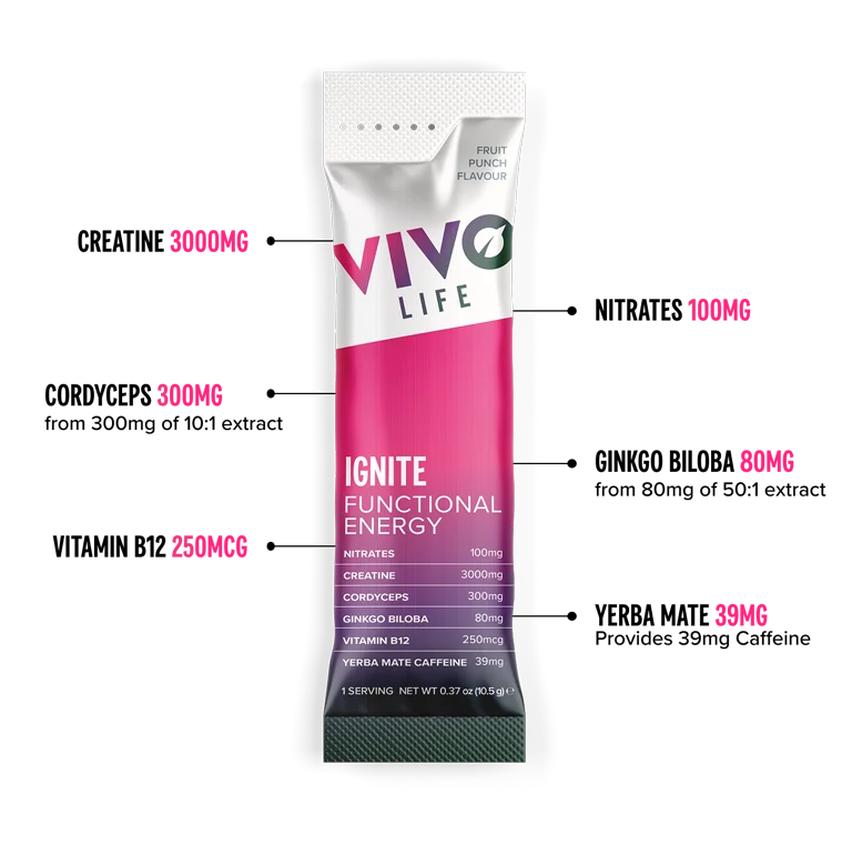 Vivo Life Clean Drive – Energy, Endurance & Focus Drink Mix | 12 Sachets